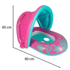 WOWO Kruh na plavání pro miminka, Nafukovací dětský kruh se sedátkem a stříškou, růžový, pro děti 1-2 roky, do 18 kg