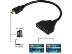 Verk 06291 Rozbočovač signálu HDMI FULL HD 2 porty, 30 cm černá