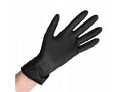 sarcia.eu ZARYS Černé nitrilové rukavice, rukavice bez pudru, diamantová textura, 50 ks L