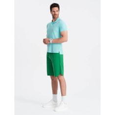 OMBRE Pánská jednobarevná pletená polokošile BASIC mint MDN126168 S