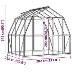 Vidaxl Skleník s podkladovým rámem antracitový 6,43 m² hliník