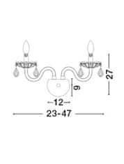 Nova Luce NOVA LUCE nástěnné svítidlo VENEZIA chromovaný hliník sklo a K9 křišťály nastavitelné E14 2x5 W IP20 bez žárovky 536803