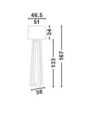 Nova Luce NOVA LUCE stojací lampa ALMA přírodní dřevo bílé stínidlo černý kabel E27 1x12W bez žárovky 60202