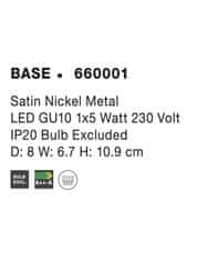 Nova Luce NOVA LUCE bodové svítidlo BASE nikl satén kov GU10 1x5W IP20 bez žárovky 660001