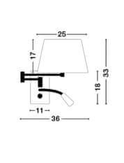 Nova Luce NOVA LUCE nástěnné svítidlo CINGO chrom a bílé stínidlo LED 3W 3000K E27 1x60W s vypínačem a čtecí lampičkou 6102682