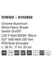 Nova Luce NOVA LUCE nástěnné svítidlo CINGO chrom a bílé stínidlo LED 3W 3000K E27 1x60W s vypínačem a čtecí lampičkou 6102682