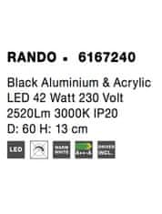 Nova Luce NOVA LUCE stropní svítidlo RANDO černý hliník a akryl LED 42W 230V 3000K IP20 6167240