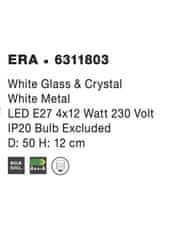 Nova Luce NOVA LUCE stropní svítidlo ERA bílé sklo a křišťál chromovaný kov E27 3x12W 6311803