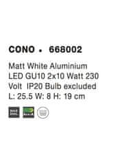 Nova Luce NOVA LUCE bodové svítidlo CONO matný bílý hliník GU10 2x10W IP20 bez žárovky 668002