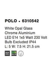 Nova Luce NOVA LUCE nástěnné svítidlo POLO bílé opálové sklo chromovaný hliník E14 1x5W bez žárovky IP44 6310542