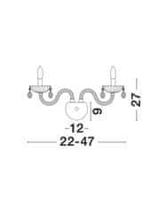 Nova Luce NOVA LUCE nástěnné svítidlo ZENO chromovaný hliník koňak sklo a K9 křišťály nastavitelné E14 2x5 W bez žárovky 71231403