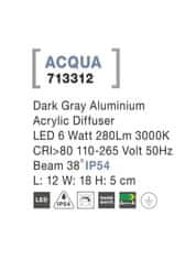 Nova Luce NOVA LUCE venkovní nástěnné svítidlo ACQUA tmavě šedý hliník akrylový difuzor LED 5W 3000K 110-265V 38st. IP54 713312