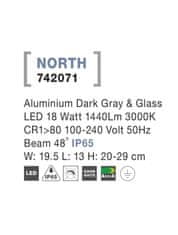 Nova Luce NOVA LUCE venkovní reflektor NORTH hliník tmavě šedá a sklo LED 18W 3000K 100-240V 48st. IP65 742071