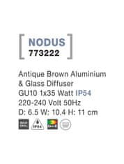 Nova Luce NOVA LUCE venkovní nástěnné svítidlo NODUS antický hnědý hliník skleněný difuzor GU10 1x7W 220-240V IP54 bez žárovky světlo dolů 773222