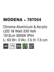 Nova Luce NOVA LUCE nástěnné svítidlo nad zrcadlo MODENA chromovaný hliník a akryl LED 18W 3000K IP44 787004