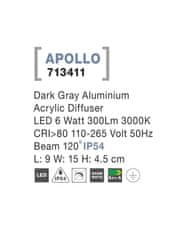 Nova Luce NOVA LUCE venkovní nástěnné svítidlo APOLLO tmavě šedý hliník akrylový difuzor LED 5W 3000K 110-265V 120st. IP54 713411
