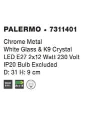 Nova Luce NOVA LUCE stropní svítidlo PALERMO chromovaný kov bílé sklo a K9 křišťál E27 2x12W IP20 bez žárovky 7311401