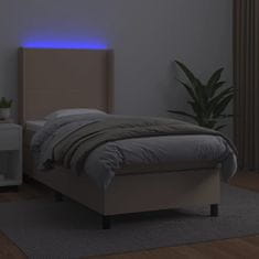 Petromila Box spring postel matrace a LED cappuccino 90x200 cm umělá kůže