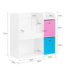 SoBuy SoBuy KMB37-F Dětská knihovna Police na hračky Úložná police pro děti Bílá 89x87x35cm