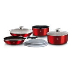 shumee SADA 9DÍLNÝCH HRNČÍKŮ. CLICK & COOK BERLINGER HAUS METALLIC LINE BURGUNDY BH-6145