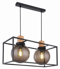 shumee Retro 2 závěsná lampa, černá, 2x40w, e27, kouřové stínidlo