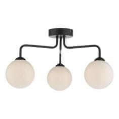 shumee Závěsná lampa Feya 3 Light Semi Flush Matt Black Opal Glass