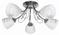 shumee SIMPLI ZÁVĚSNÁ LAMPA 5*40W E27 CHROMOVÁ S KŘIŠŤÁLEM + LAMPA S PÁSEM