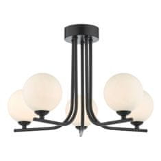 shumee Závěsná lampa Cradle 5 Light Semi Flush Matt Black Opal Glass