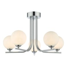 shumee Závěsná lampa Cradle 5 Light Semi Flush z leštěného chromového opálového skla