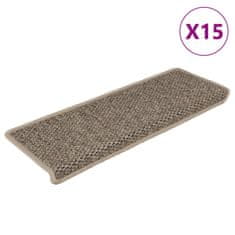 Vidaxl Samolepící nášlapy na schody vzhled sisal 15ks 65x21x4cm béžové