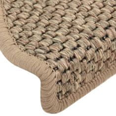 Vidaxl Samolepící nášlapy na schody vzhled sisal 15 ks 65x21x4 cm