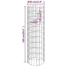 Vidaxl Kruhový gabionový sloupek pozinkovaná ocel Ø 30 x 100 cm