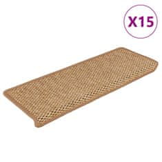 Vidaxl Samolepící nášlapy na schody vzhled sisal 15ks 65x21x4 cm