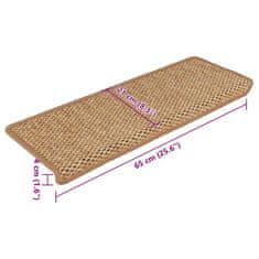 Vidaxl Samolepící nášlapy na schody vzhled sisal 15ks 65x21x4 cm