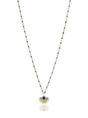 Emily Westwood Pozlacený dámský náhrdelník s modrými korálky EWN23039G