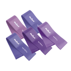 shumee Latexová sada cvičebních pásů - Mini Band L, 2,3-18,2 kg, 5 pásů, fialová, REBEL ACTIVE