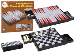 shumee Herní sada 3v1 Magnetická deska Šachy Dáma Backgammon