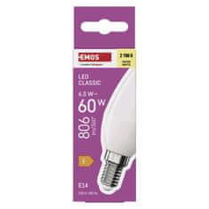 Emos LED žárovka Classic svíčka / E14 / 6,5 W (60 W) / 806 lm / teplá bílá