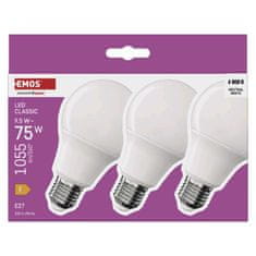 Emos LED žárovka Classic A60 / E27 / 9,5 W (75 W) / 1055 lm / neutrální bílá