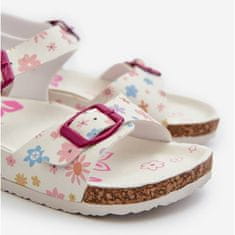 Dětské květinové sandály s přezkami Bílá velikost 35