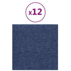 Vidaxl Nástěnné panely 12 ks modré 30 x 30 cm textil 1,08 m²