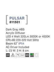 Nova Luce NOVA LUCE venkovní nástěnné svítidlo PULSAR tmavě šedý ABS akrylový difuzor LED 4W 3000K nebo 4000K 220-220V 62st. IP54 811501