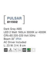 Nova Luce NOVA LUCE venkovní nástěnné svítidlo PULSAR tmavě šedý ABS LED 2W 3000K 220-220V 32st. IP54 811502
