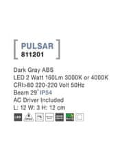 Nova Luce NOVA LUCE venkovní nástěnné svítidlo PULSAR tmavě šedý ABS LED 2W 3000K 220-220V 29st. IP54 811201