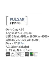 Nova Luce NOVA LUCE venkovní nástěnné svítidlo PULSAR tmavě šedý ABS akrylový bílý difuzor LED 6W 3000K nebo 4000K 220-220V 67st. IP54 812103