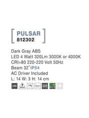 Nova Luce NOVA LUCE venkovní nástěnné svítidlo PULSAR tmavě šedý ABS LED 4W 3000K 220-220V 32st. IP54 812302