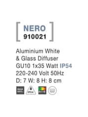 Nova Luce NOVA LUCE venkovní nástěnné svítidlo NERO hliník bílé skleněný difuzor GU10 1x7W 220-240V IP54 bez žárovky světlo dolů 910021