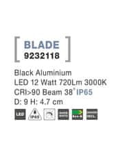 Nova Luce NOVA LUCE zapuštěné svítidlo BLADE černý hliník LED 12W 3000K 38st. IP65 výklopné 9232118