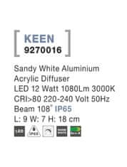 Nova Luce NOVA LUCE venkovní nástěnné svítidlo KEEN bílý hliník akrylový difuzor LED 12W 3000K 220-240V 108st. IP65 9270016