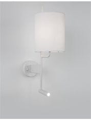 Nova Luce NOVA LUCE nástěnné svítidlo YAMA bílé stínidlo a bílý hliník nastavitelné - vypínač na těle E27 1x12W 230V IP20 bez žárovky LED Samsung 3W 3000K čtecí lampička 9180511